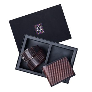 Envoy By FH Genuine Leather Casual Red Belt and Wallet