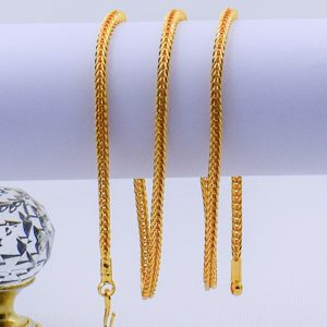 22K Gold Plated Unisex Unique Foxtail Chain 3MM