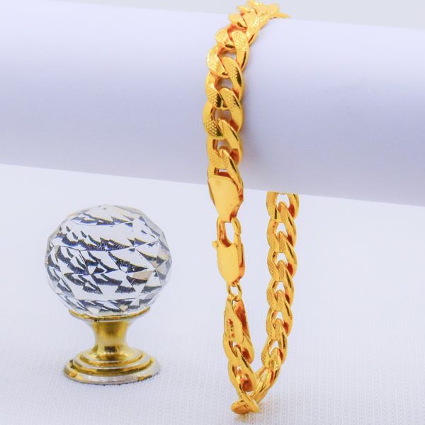 22K Gold Plated Luxury Cuban Anchor Curb Link Bracelet 4MM