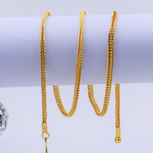 22K Gold Plated Unisex Foxtail Chain 2MM