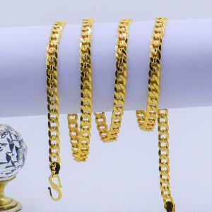 22K Gold Plated Unisex Cuban Anchor Curb Link Chain 5MM