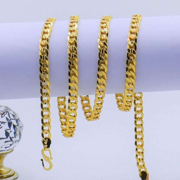22K Gold Plated Unisex Cuban Anchor Curb Link Chain 5MM