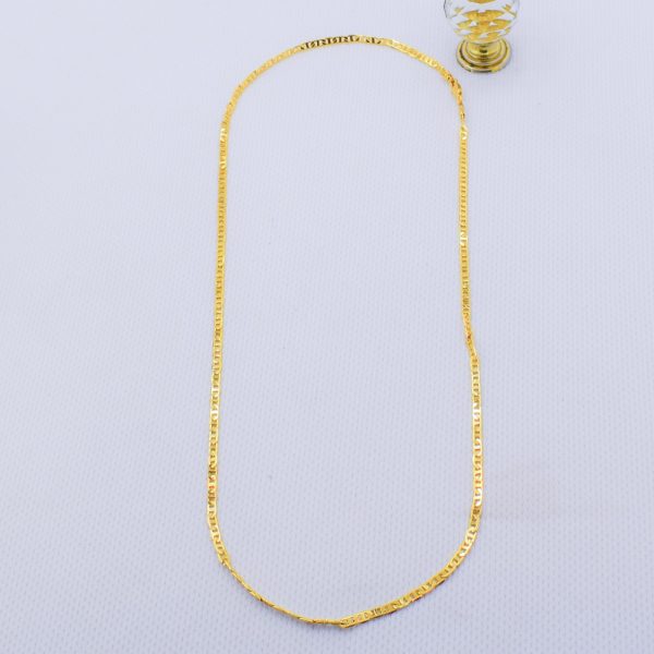 22K Gold Plated Unisex Cuban Anchor Flat Mariner Chain 3MM - Image 2