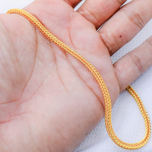 22K Gold Plated Unisex Unique Foxtail Chain 3MM - Image 3