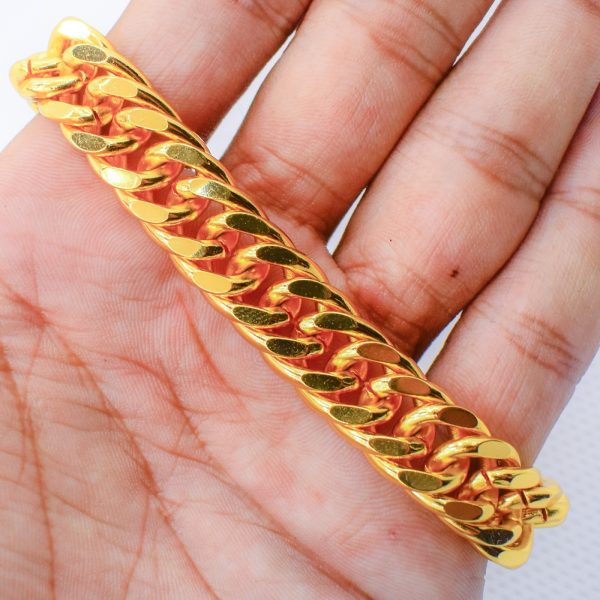 22K Gold Plated Luxury Cuban Curb Link Bracelet 12MM - Image 3