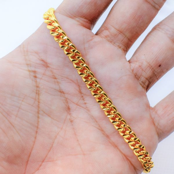 22K Gold Plated Luxury Cuban Anchor Curb Link Bracelet 4MM - Image 3