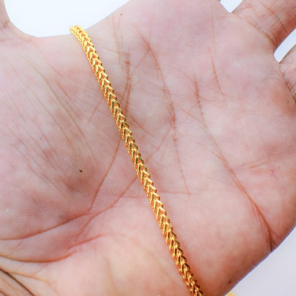 22K Gold Plated Unisex Foxtail Chain 3MM - Image 3