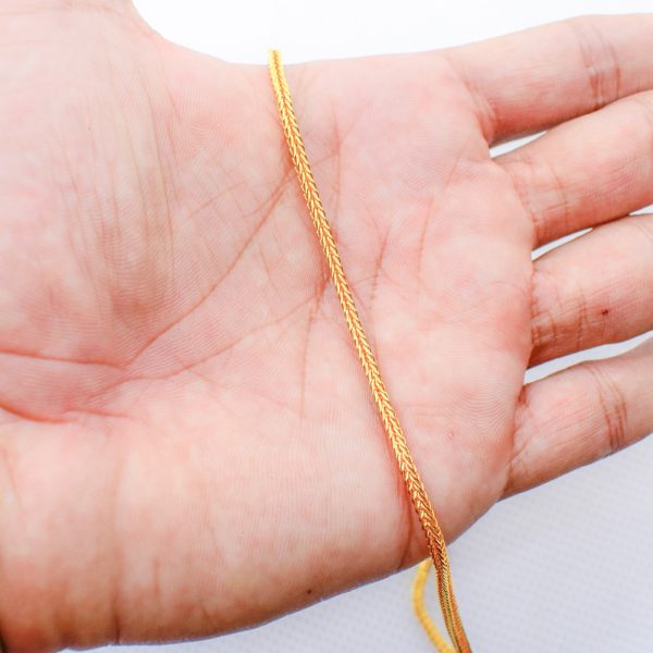22K Gold Plated Unisex Foxtail Chain 2MM - Image 3