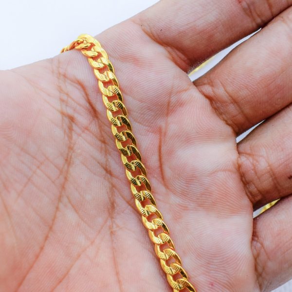 22K Gold Plated Unisex Cuban Anchor Curb Link Chain 5MM - Image 3