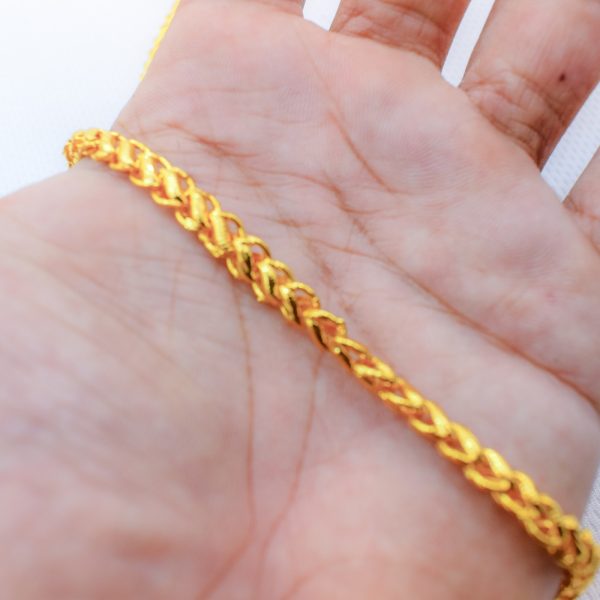 22K Gold Plated Unisex Wheat Spiga Chain 6MM - Image 3