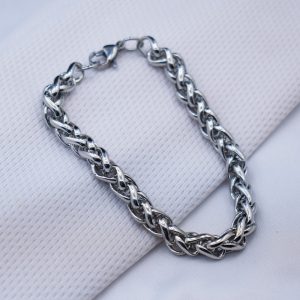 Wheat 7MM Stainless Steel Mens Bracelet